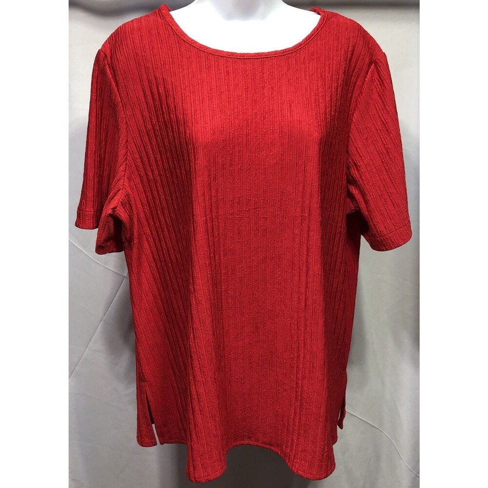 Jessica Michelle Crepe Knit top 18W Red Short Sleeve Capsule Office